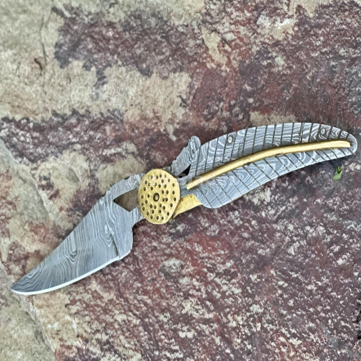 Leaf Style Handmade Pocket Folding Knife Damascus Blade