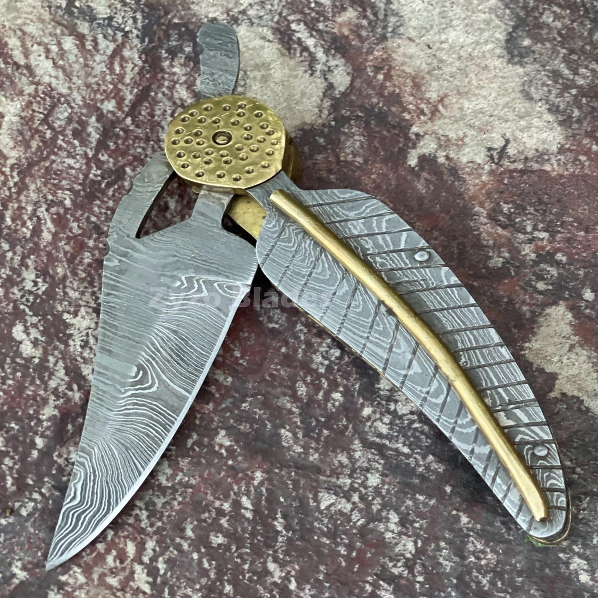 Leaf Style Handmade Pocket Folding Knife Damascus Blade