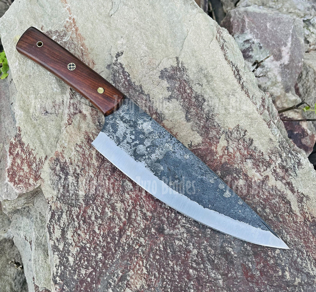 Personalized Damascus Chef Knife: Handmade Kitchen Tool, Indian Wood Handle
