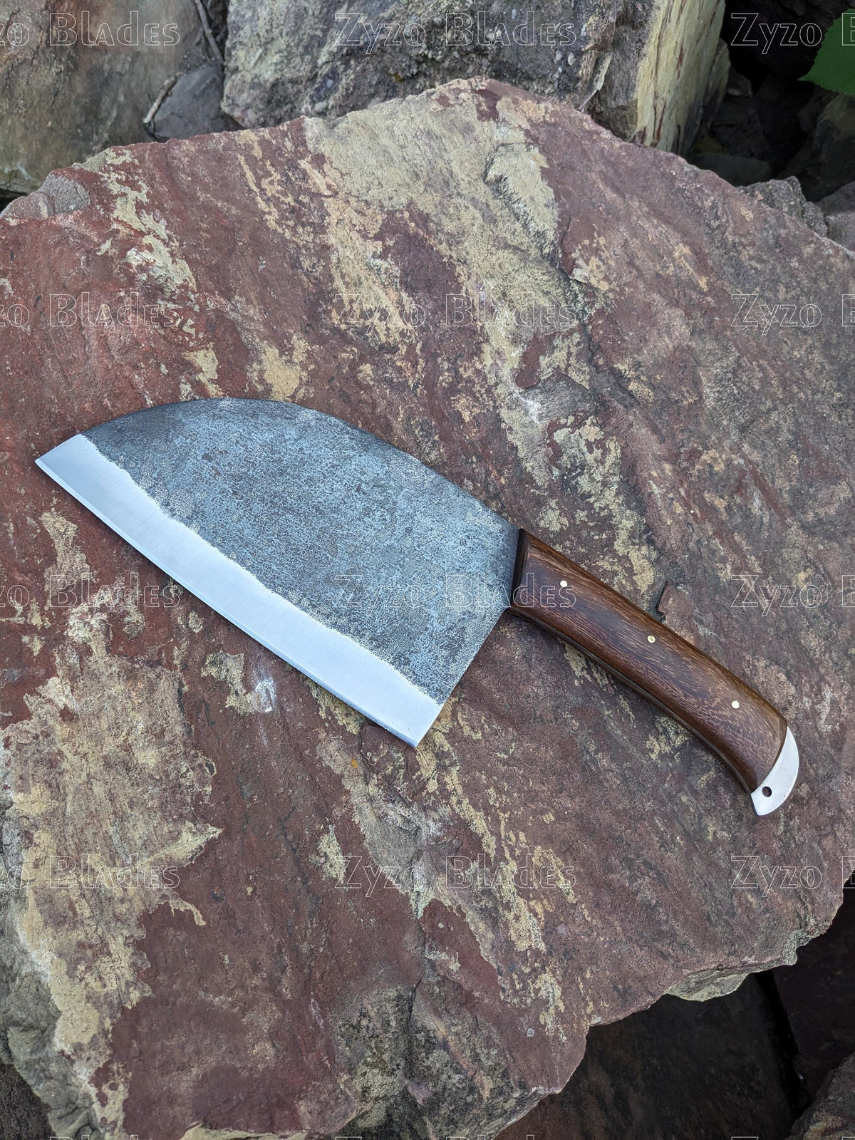 Hand Forged Full Tang Serbian Chef Cleaver: High Carbon Steel BBQ Knife