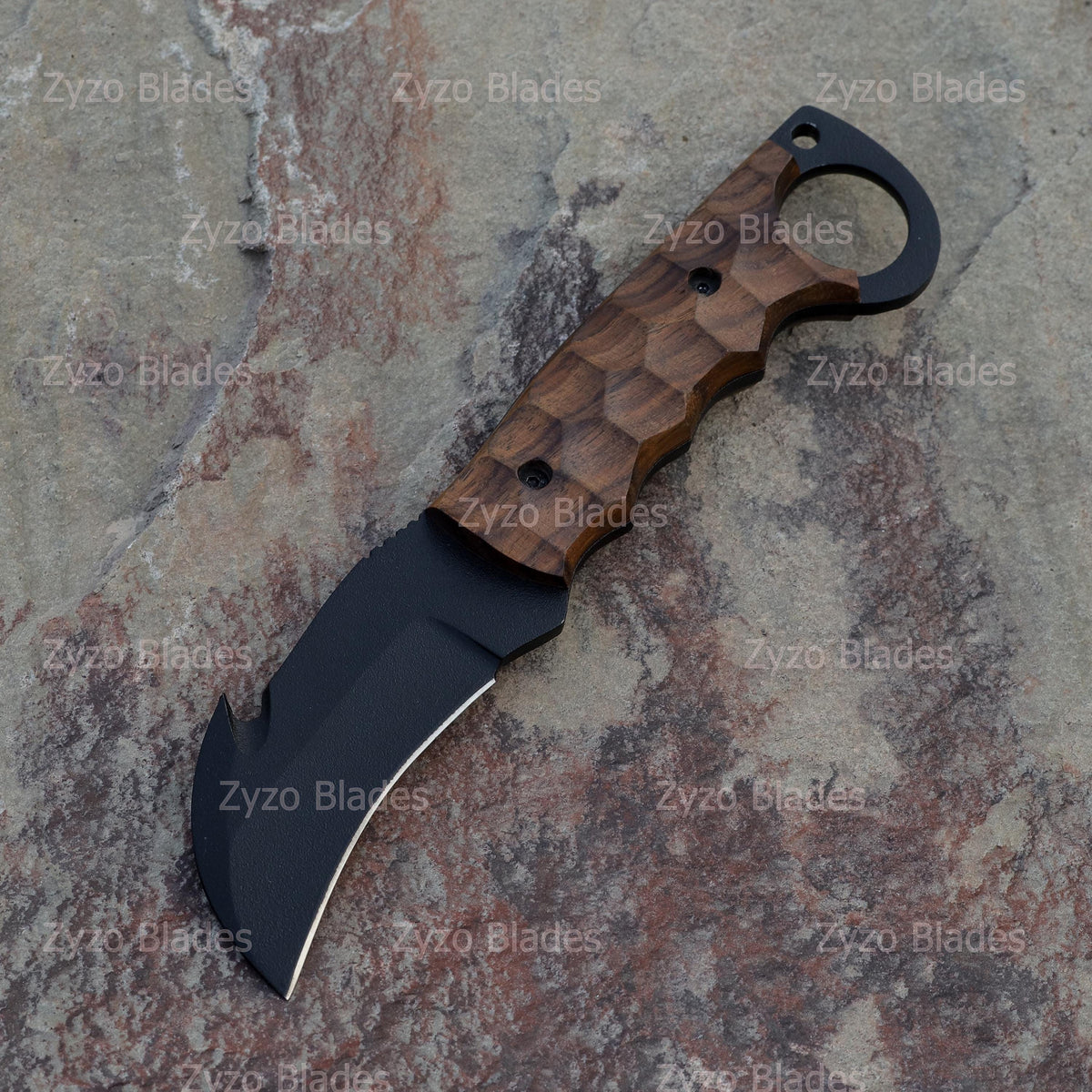 Fixed Blade Gut Hook Knife: Sharp Edge, Unique American Flag Handle