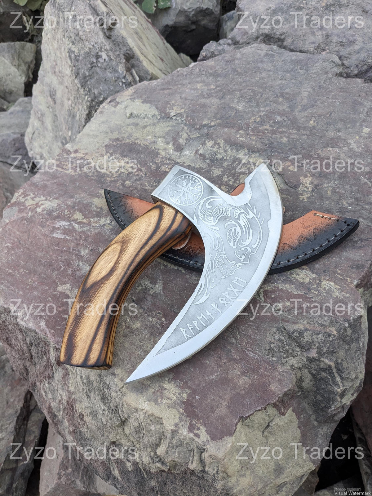Viking Axe Pizza Cutter: Hand Forged Stainless Steel with Ash Wood Handle