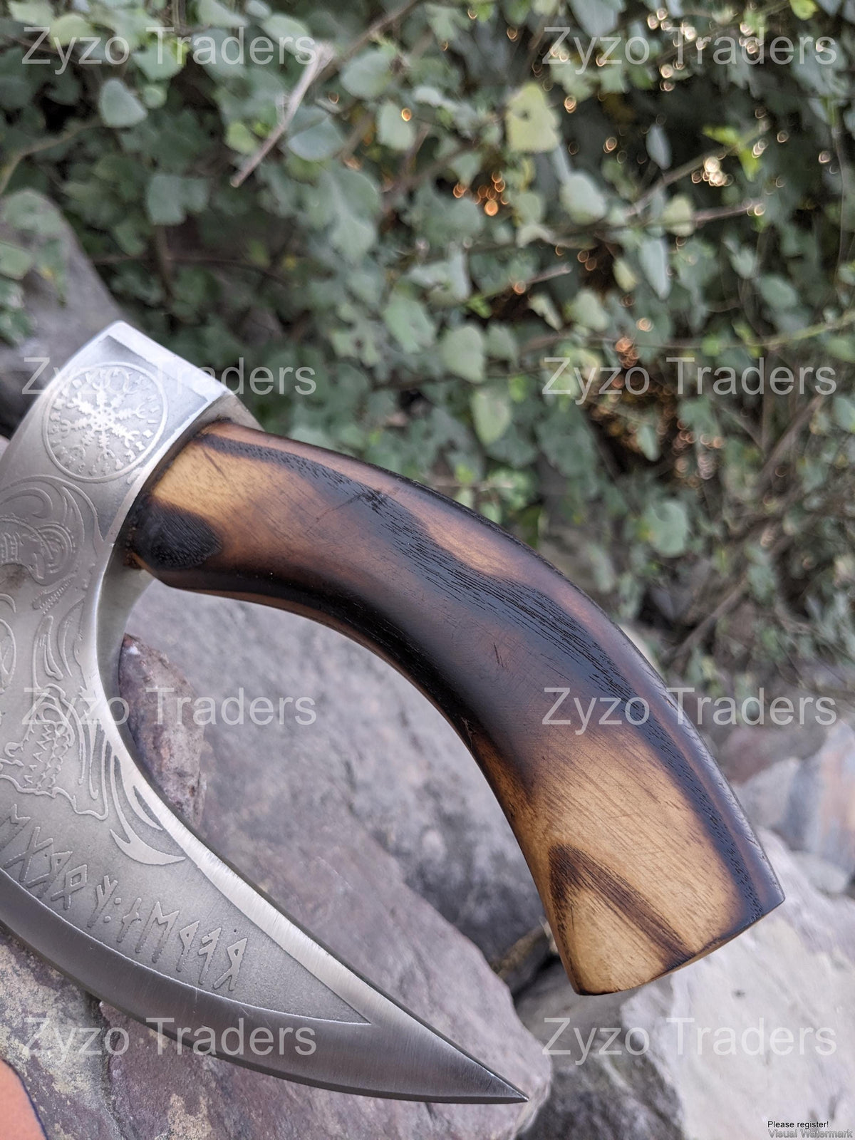 Viking Axe Pizza Cutter: Hand Forged Stainless Steel with Ash Wood Handle