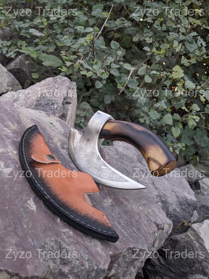 Viking Axe Pizza Cutter: Hand Forged Stainless Steel with Ash Wood Handle