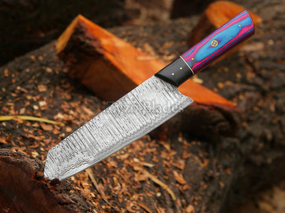 Japanese Santoku Style Chef Kitchen Knife forged Damascus Steel BBQ Knife