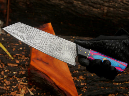 Japanese Santoku Style Chef Kitchen Knife forged Damascus Steel BBQ Knife