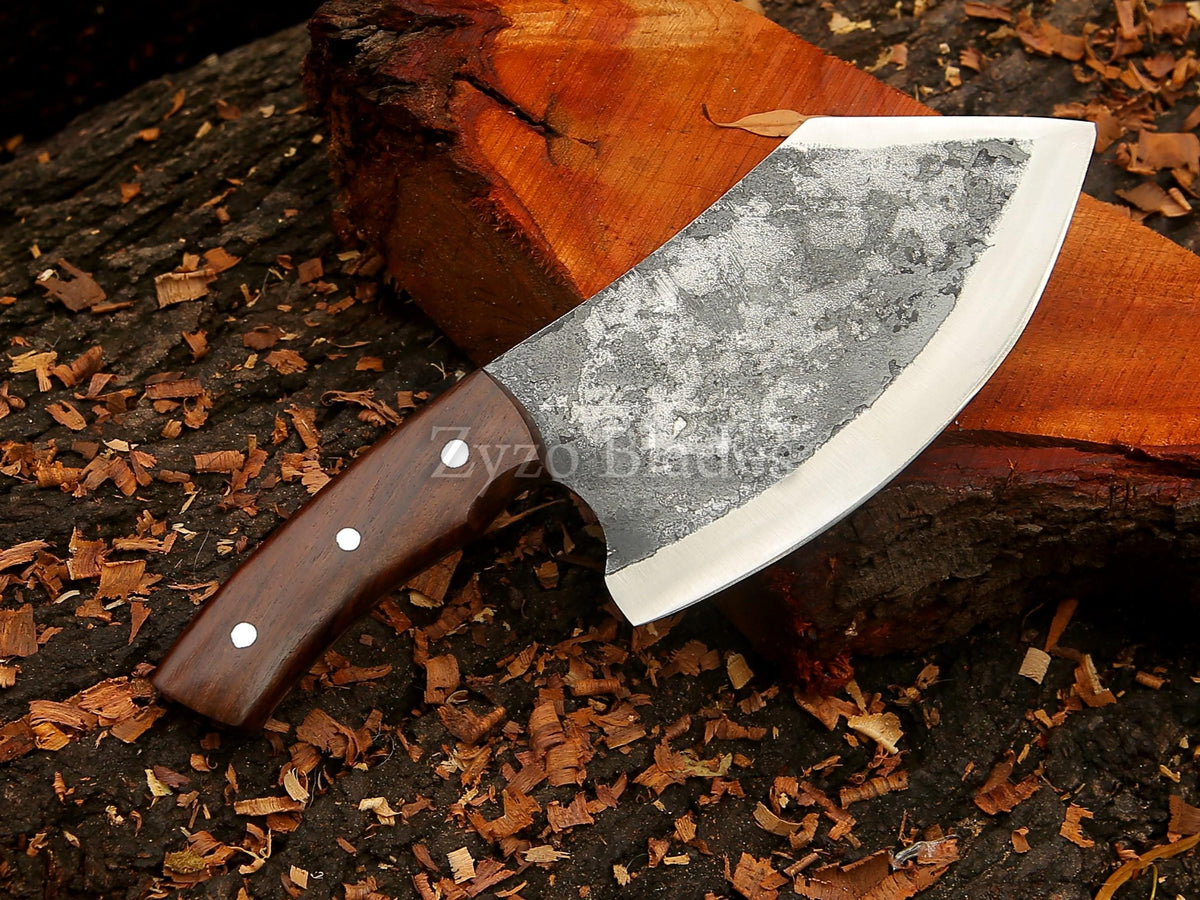 Hand-Forged High Carbon Steel Cleaver Knife - Indian Wood Handle