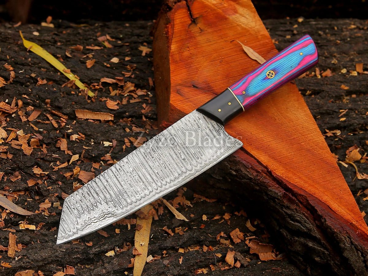 Japanese Santoku Style Chef Kitchen Knife forged Damascus Steel BBQ Knife