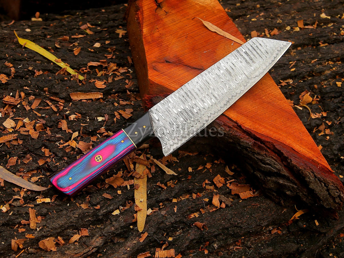 Japanese Santoku Style Chef Kitchen Knife forged Damascus Steel BBQ Knife