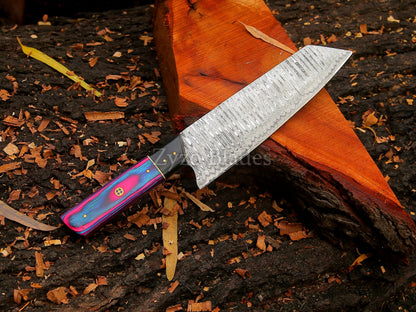 Japanese Santoku Style Chef Kitchen Knife forged Damascus Steel BBQ Knife