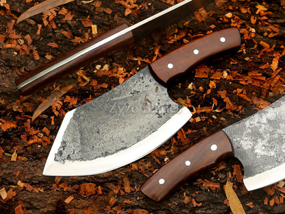 Hand-Forged High Carbon Steel Cleaver Knife - Indian Wood Handle