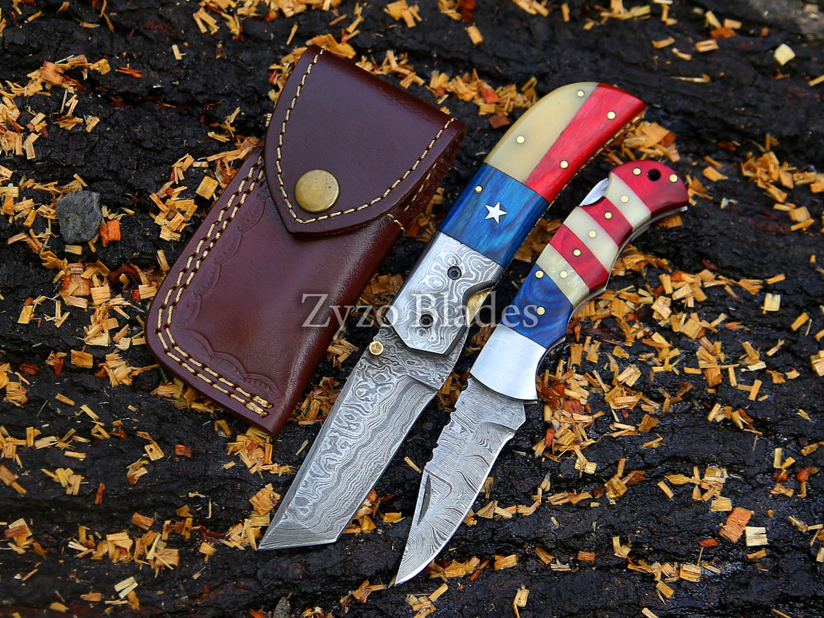 Tanto Pocket Knife With Texas Flag Handle