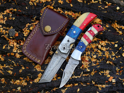 Tanto Pocket Knife With Texas Flag Handle