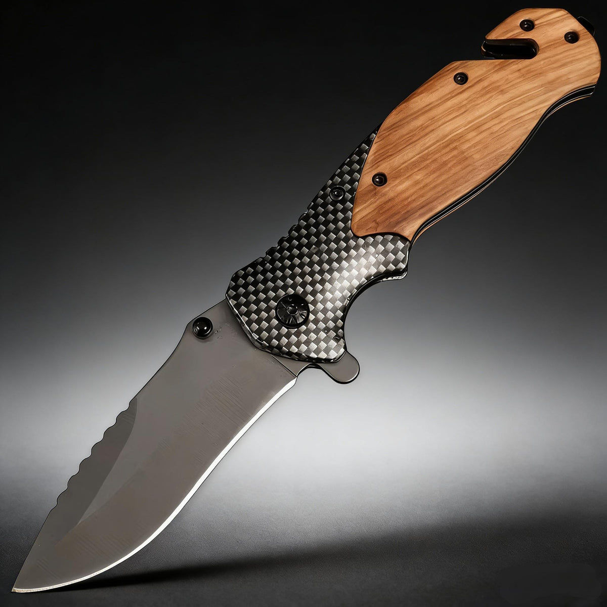 Foldable Stainless Steel Pocket Knife, Wood Handle, Vintage Style Grapefruit Knife