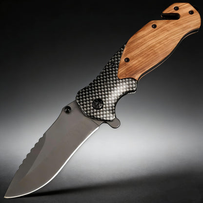 Foldable Stainless Steel Pocket Knife, Wood Handle, Vintage Style Grapefruit Knife