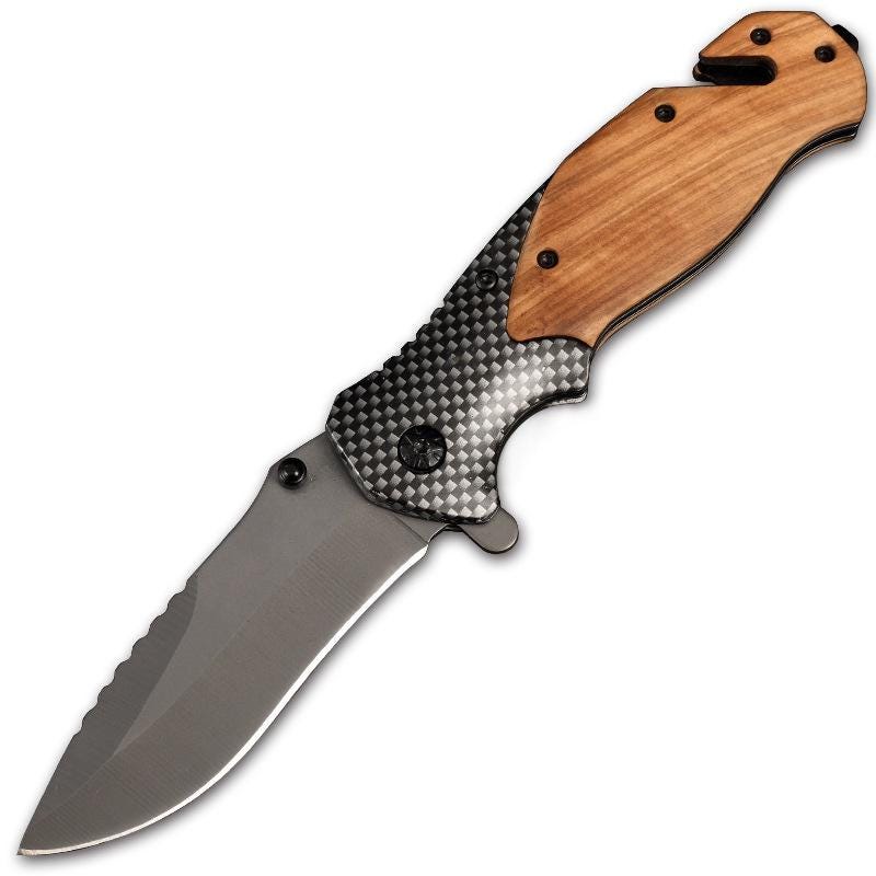 Foldable Stainless Steel Pocket Knife, Wood Handle, Vintage Style Grapefruit Knife