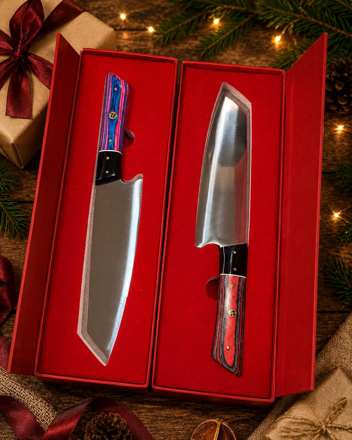 Hand Forged Santoku Chef Knife – Stainless Steel, PKAA Wood Handle