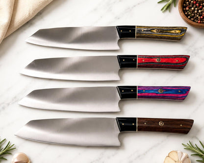 Hand Forged Santoku Chef Knife – Stainless Steel, PKAA Wood Handle