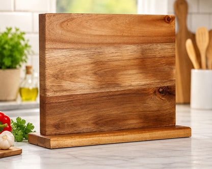 Personalized Walnut Magnetic Knife Block: Kitchen Knife Stand, Chef Gift