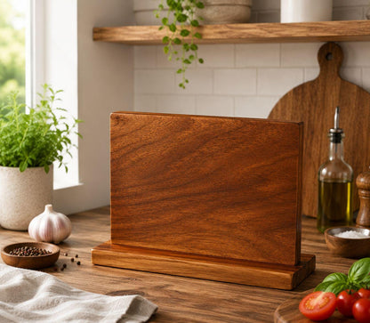 Personalized Walnut Magnetic Knife Block: Kitchen Knife Stand, Chef Gift