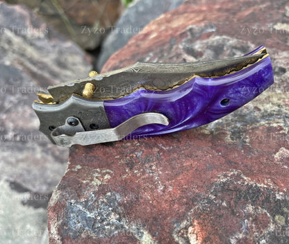 damascus-pocket-folding-knife-purple-resin-zyzo-blades