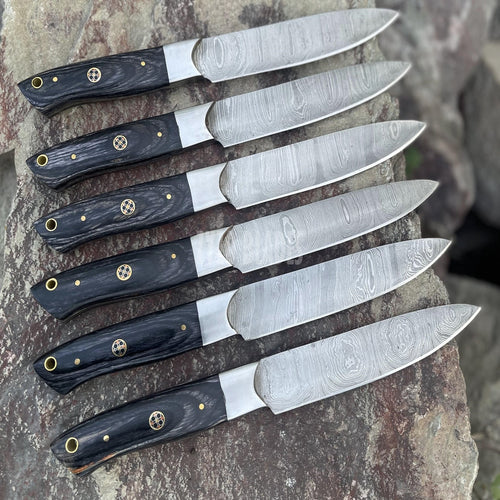 Damascus Steel Steak Knife Set 4 6 8 Pcs ZYZO Blades