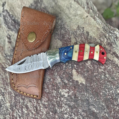 Pocket Folding Knife American Flag Handle