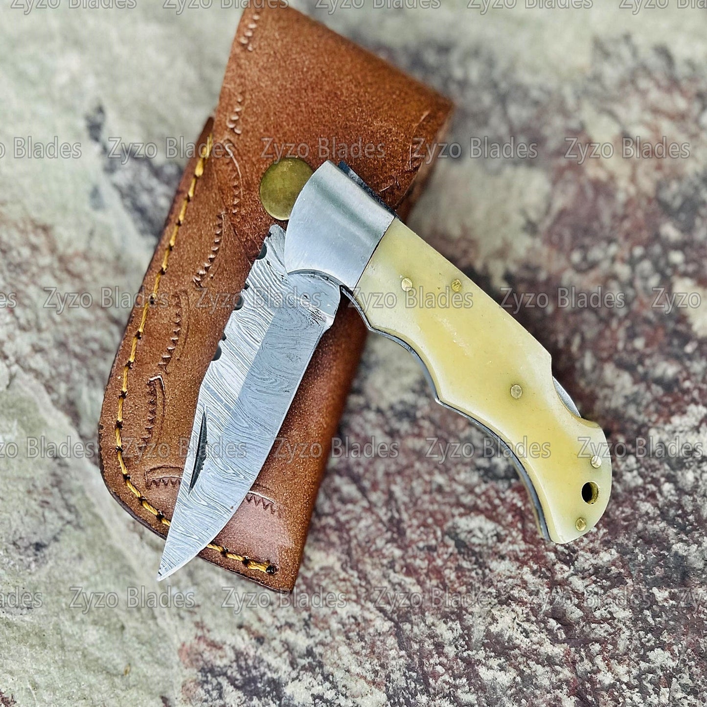 Camel Bone Handle Pocket Folding Knife