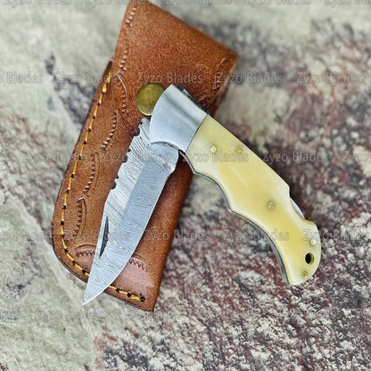 Camel Bone Handle Pocket Folding Knife