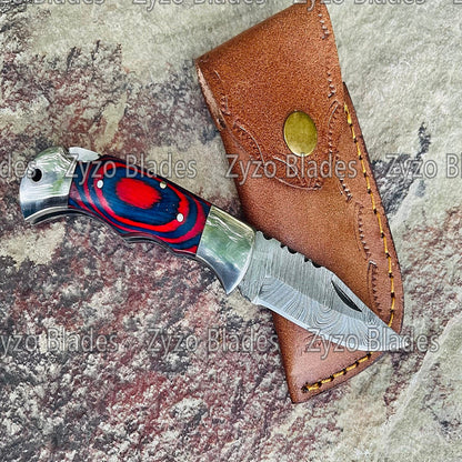 Custom Handmade Damascus Steel Pocket Knife