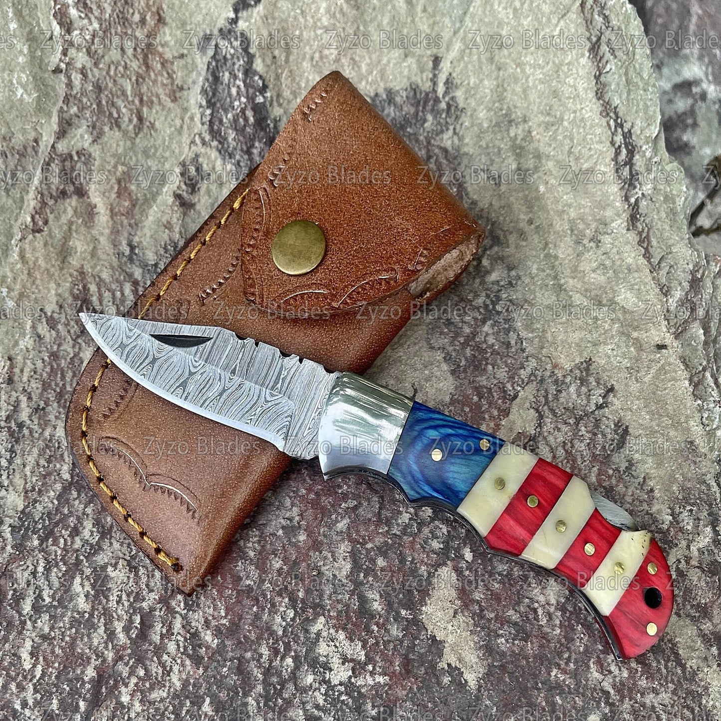 Pocket Folding Knife American Flag Handle