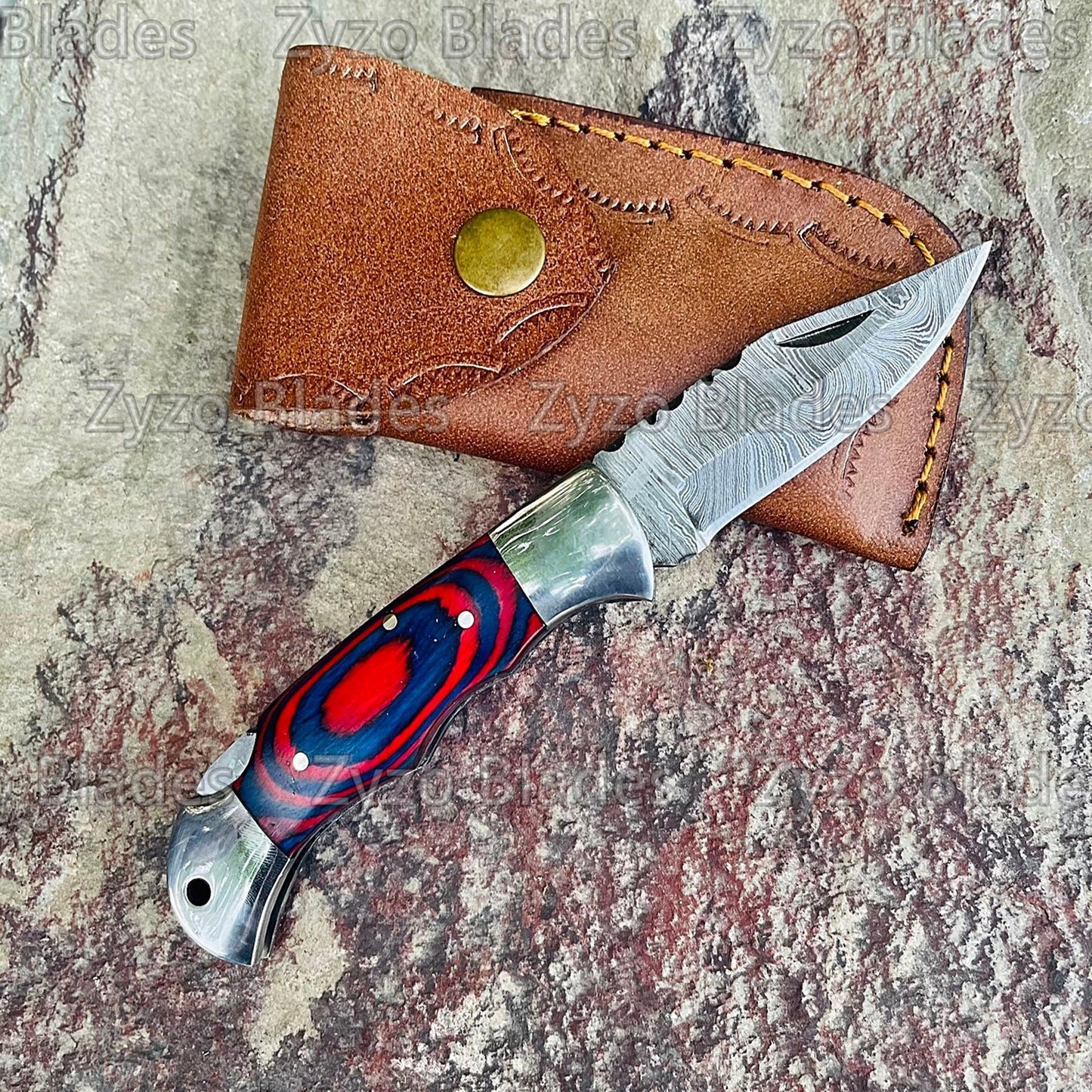 Custom Handmade Damascus Steel Pocket Knife