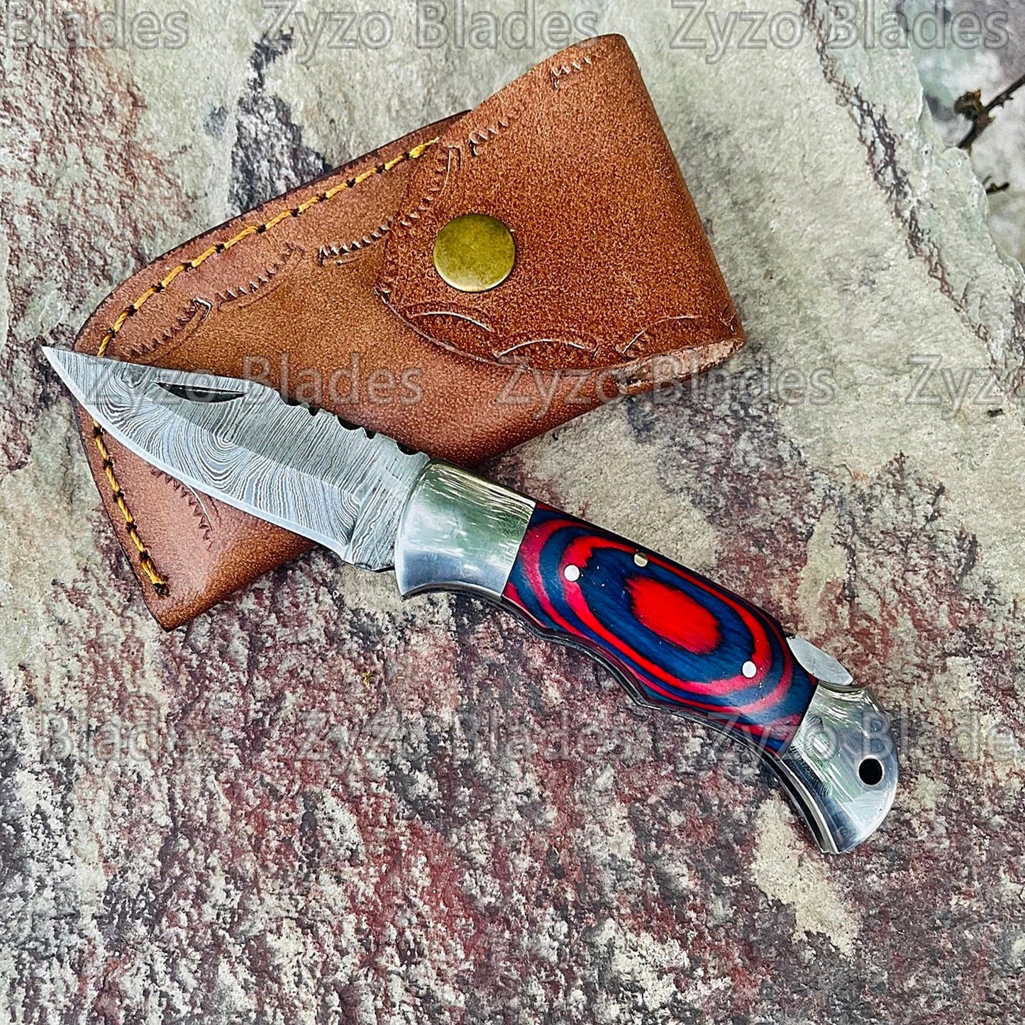 Custom Handmade Damascus Steel Pocket Knife