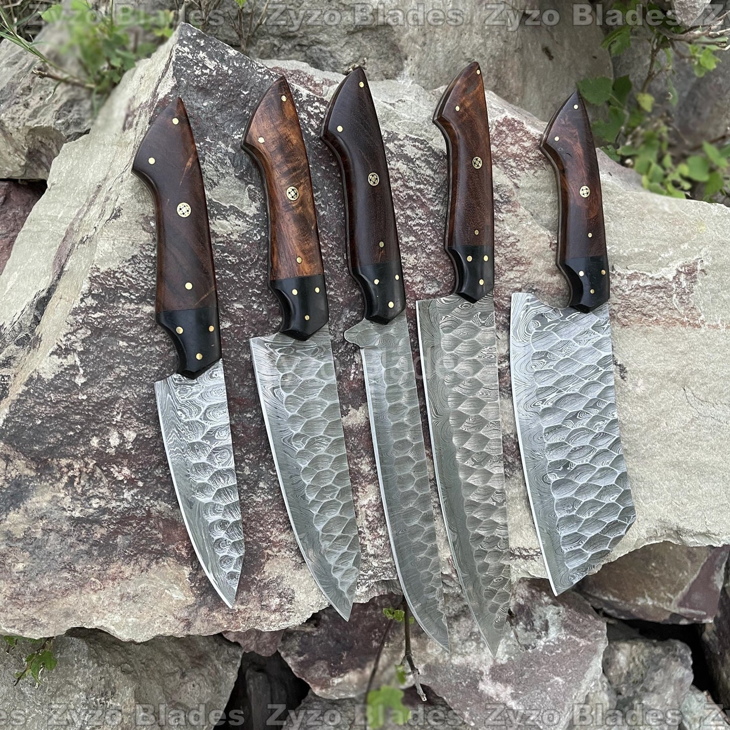 Chef Knives Set 5 Pcs Damascus Steel Blade With Wood Handle Kitchen Knives Set Thanksgiving Gifts Christmas Gifts