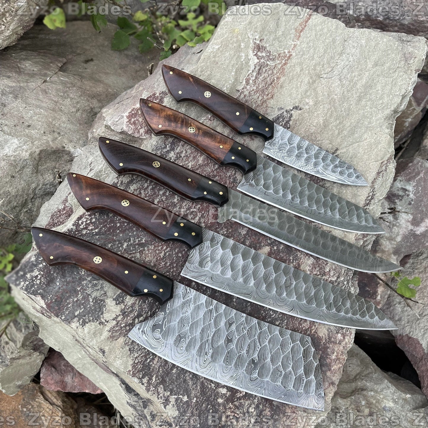 Chef Knives Set 5 Pcs Damascus Steel Blade With Wood Handle Kitchen Knives Set Thanksgiving Gifts Christmas Gifts